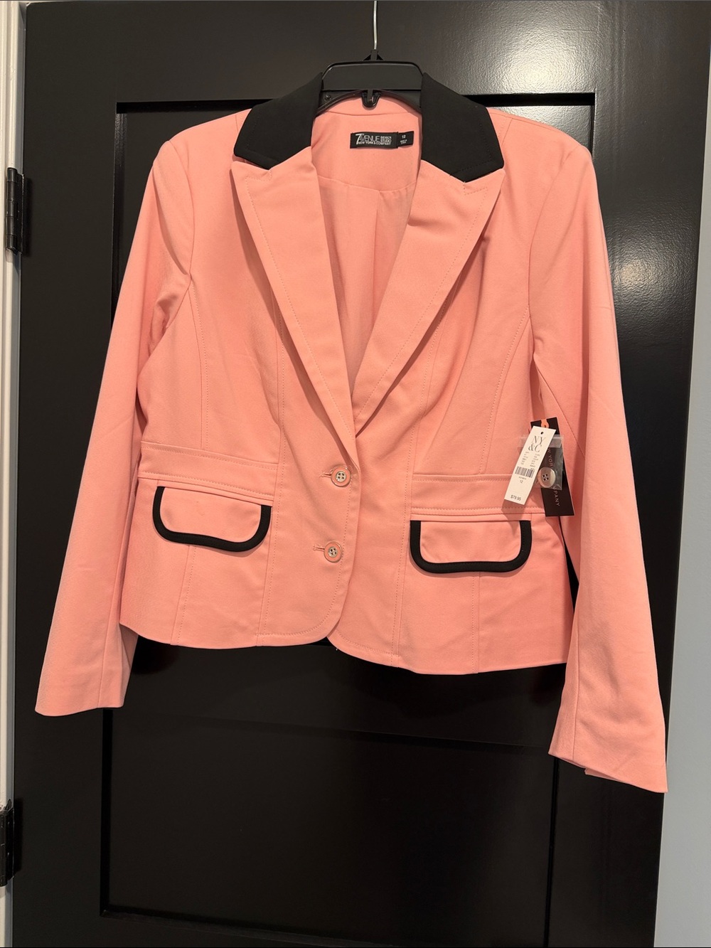 New York & Company Pink Blazer with Black Trim